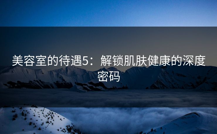 美容室的待遇5：解锁肌肤健康的深度密码