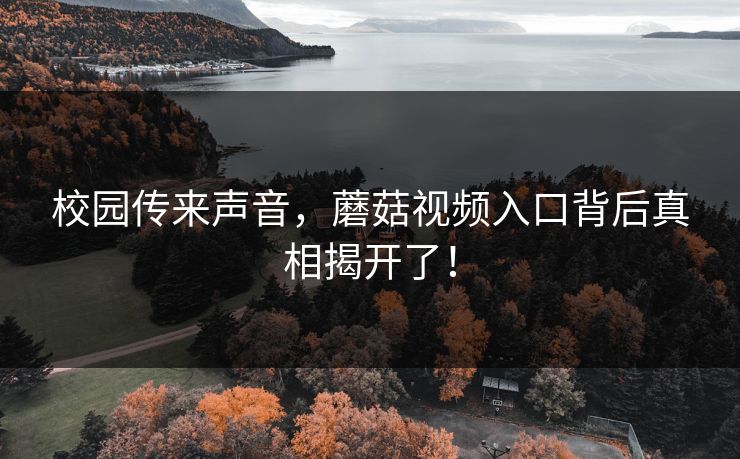校园传来声音，蘑菇视频入口背后真相揭开了！