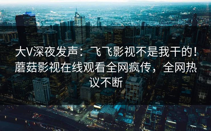 大V深夜发声：飞飞影视不是我干的！蘑菇影视在线观看全网疯传，全网热议不断