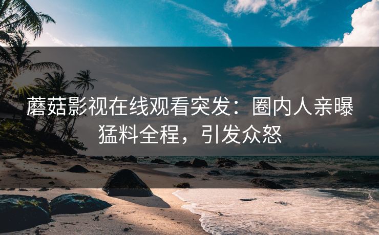 蘑菇影视在线观看突发：圈内人亲曝猛料全程，引发众怒