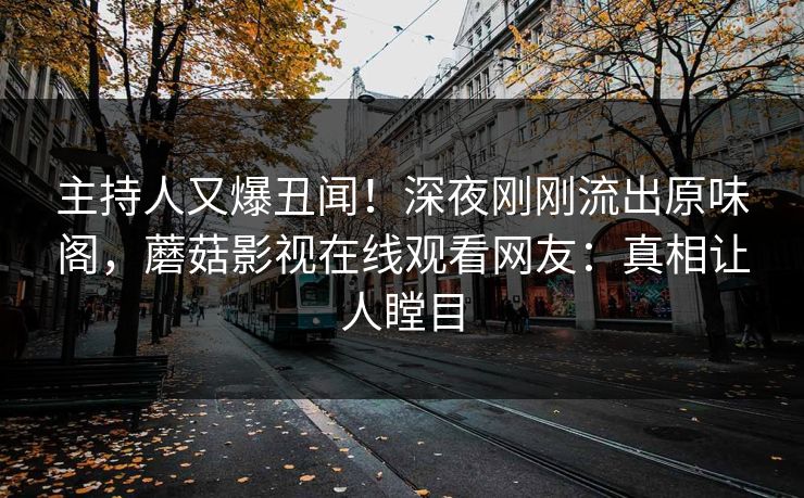 主持人又爆丑闻！深夜刚刚流出原味阁，蘑菇影视在线观看网友：真相让人瞠目