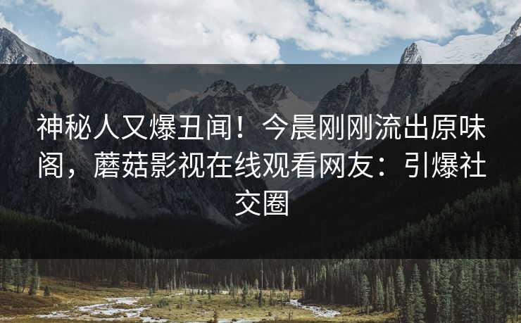 神秘人又爆丑闻！今晨刚刚流出原味阁，蘑菇影视在线观看网友：引爆社交圈